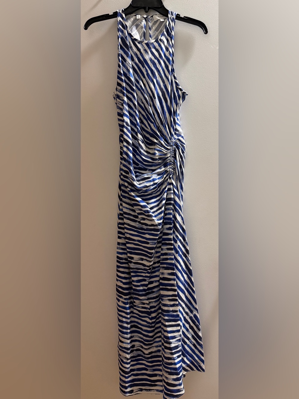 A.L.C Blue and White Striped Ruched Dress